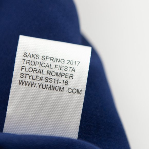 Yumi Kim Liz Floral Romper Tropical V-Neck Belted Vaca Blue Pink Yellow Size XS - Picture 6 of 9